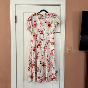 Zara Floral midi dress puff sleeve
